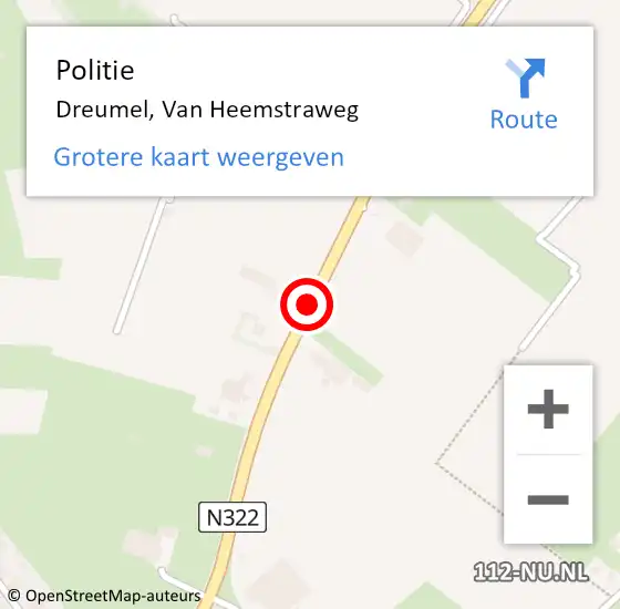 Locatie op kaart van de 112 melding: Politie Dreumel, Van Heemstraweg op 3 februari 2017 09:28