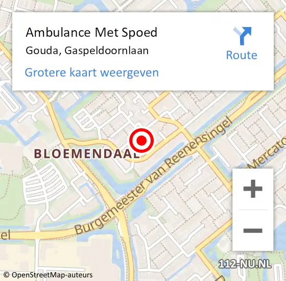 Locatie op kaart van de 112 melding: Ambulance Met Spoed Naar Gouda, Gaspeldoornlaan op 3 februari 2017 09:33