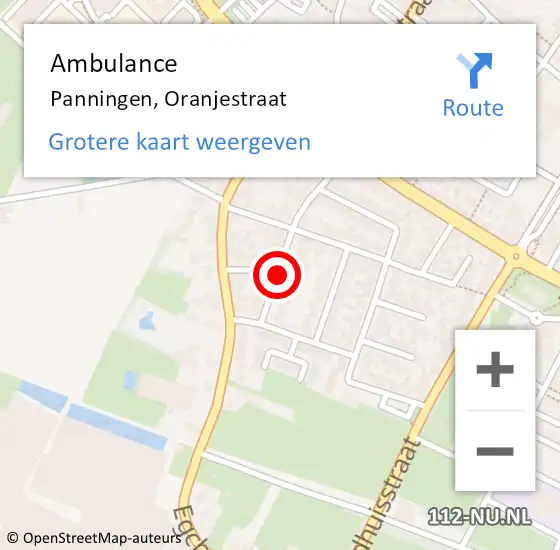 Locatie op kaart van de 112 melding: Ambulance Panningen, Oranjestraat op 9 januari 2014 20:50
