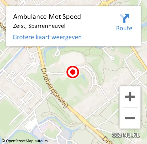 Locatie op kaart van de 112 melding: Ambulance Met Spoed Naar Zeist, Sparrenheuvel op 3 februari 2017 11:17