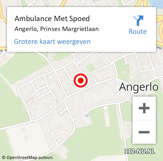 Locatie op kaart van de 112 melding: Ambulance Met Spoed Naar Angerlo, Prinses Margrietlaan op 3 februari 2017 11:23