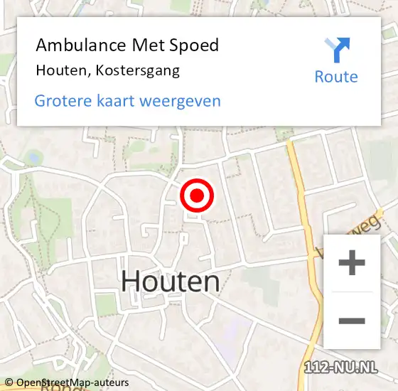 Locatie op kaart van de 112 melding: Ambulance Met Spoed Naar Houten, Kostersgang op 3 februari 2017 12:06