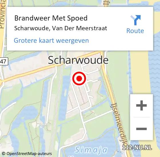 Locatie op kaart van de 112 melding: Brandweer Met Spoed Naar Scharwoude, Van Der Meerstraat op 3 februari 2017 12:14