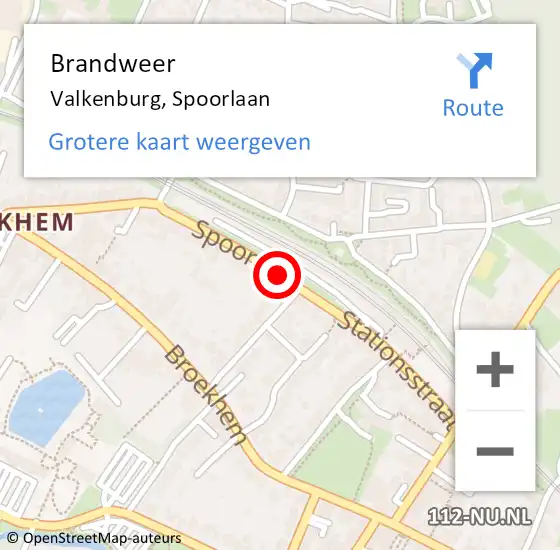 Locatie op kaart van de 112 melding: Brandweer Valkenburg Lb, Spoorlaan op 9 januari 2014 21:09