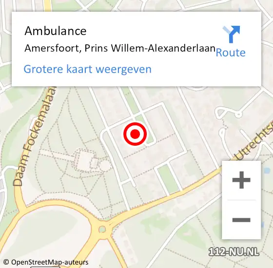 Locatie op kaart van de 112 melding: Ambulance Amersfoort, Prins Willem-Alexanderlaan op 3 februari 2017 12:39