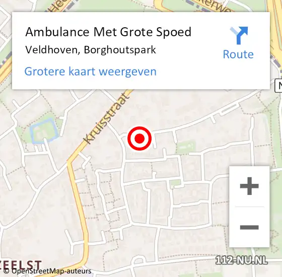 Locatie op kaart van de 112 melding: Ambulance Met Grote Spoed Naar Veldhoven, Borghoutspark op 3 februari 2017 12:58