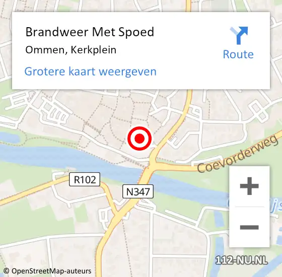 Locatie op kaart van de 112 melding: Brandweer Met Spoed Naar Ommen, Kerkplein op 3 februari 2017 13:11