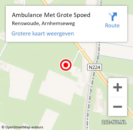 Locatie op kaart van de 112 melding: Ambulance Met Grote Spoed Naar Renswoude, Arnhemseweg op 3 februari 2017 13:31