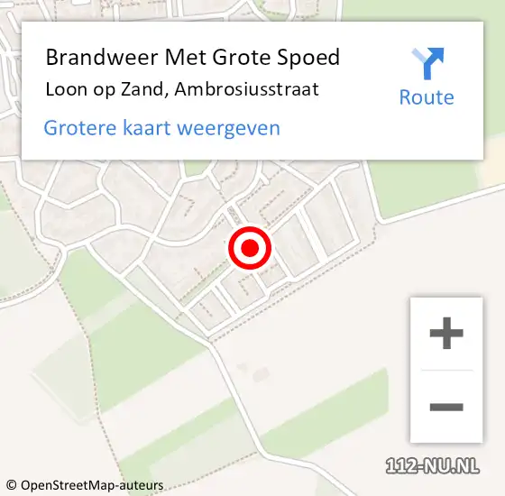 Locatie op kaart van de 112 melding: Brandweer Met Grote Spoed Naar Loon op Zand, Ambrosiusstraat op 3 februari 2017 13:45