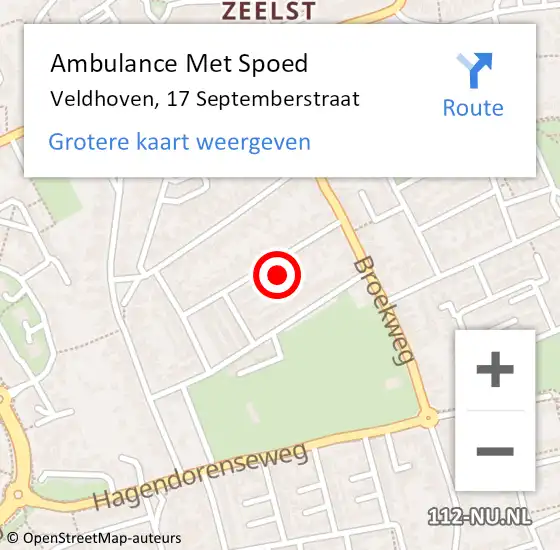 Locatie op kaart van de 112 melding: Ambulance Met Spoed Naar Veldhoven, 17 Septemberstraat op 3 februari 2017 13:56