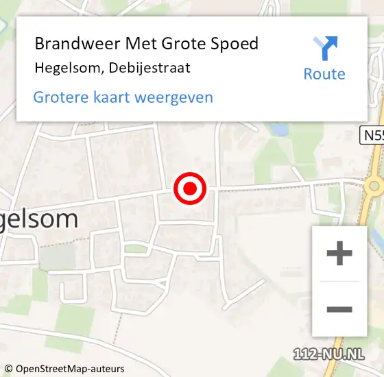 Locatie op kaart van de 112 melding: Brandweer Met Grote Spoed Naar Hegelsom, Debijestraat op 3 februari 2017 14:49