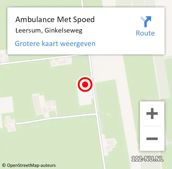 Locatie op kaart van de 112 melding: Ambulance Met Spoed Naar Leersum, Ginkelseweg op 3 februari 2017 15:10