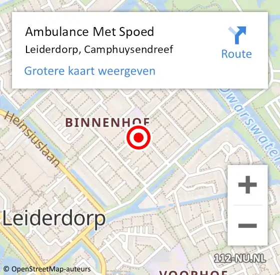 Locatie op kaart van de 112 melding: Ambulance Met Spoed Naar Leiderdorp, Camphuysendreef op 3 februari 2017 15:28