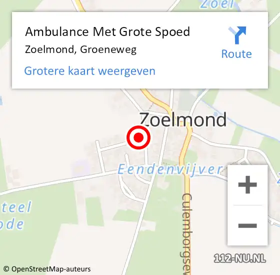 Locatie op kaart van de 112 melding: Ambulance Met Grote Spoed Naar Zoelmond, Groeneweg op 3 februari 2017 15:35