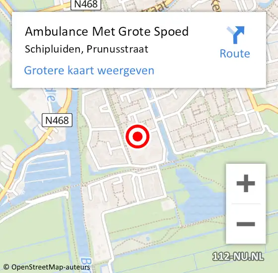 Locatie op kaart van de 112 melding: Ambulance Met Grote Spoed Naar Schipluiden, Prunusstraat op 3 februari 2017 16:28