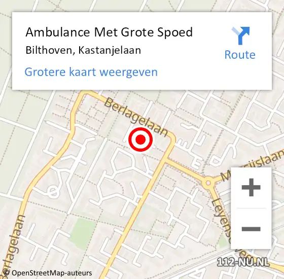 Locatie op kaart van de 112 melding: Ambulance Met Grote Spoed Naar Bilthoven, Kastanjelaan op 3 februari 2017 17:05