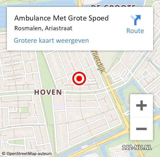 Locatie op kaart van de 112 melding: Ambulance Met Grote Spoed Naar Rosmalen, Ariastraat op 3 februari 2017 18:20