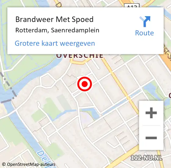 Locatie op kaart van de 112 melding: Brandweer Met Spoed Naar Rotterdam, Saenredamplein op 3 februari 2017 18:21