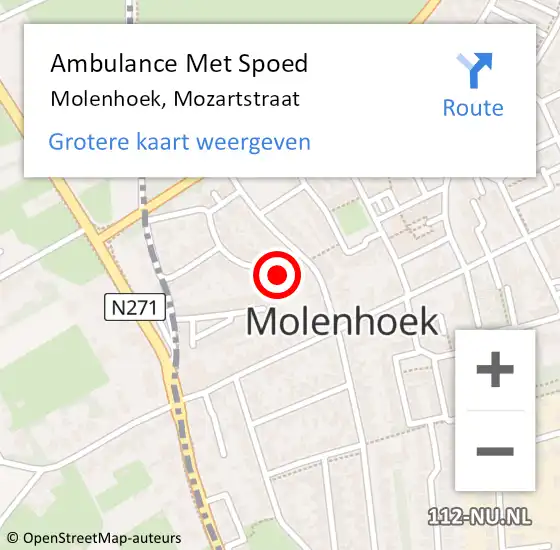 Locatie op kaart van de 112 melding: Ambulance Met Spoed Naar Molenhoek, Mozartstraat op 18 september 2013 20:27