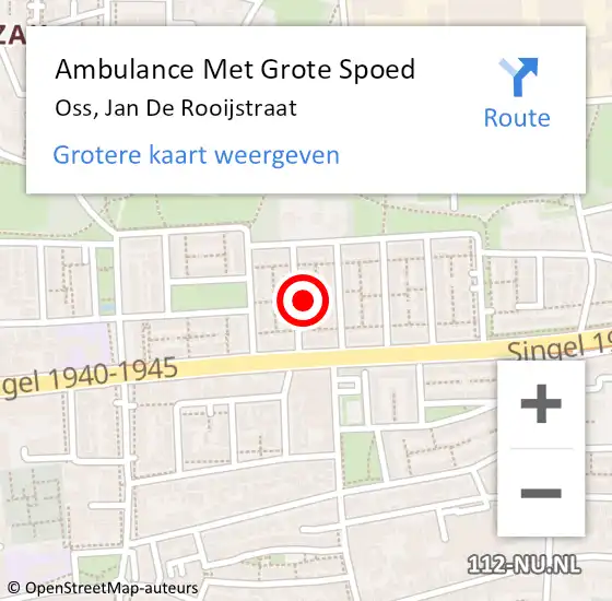 Locatie op kaart van de 112 melding: Ambulance Met Grote Spoed Naar Oss, Jan De Rooijstraat op 3 februari 2017 18:30