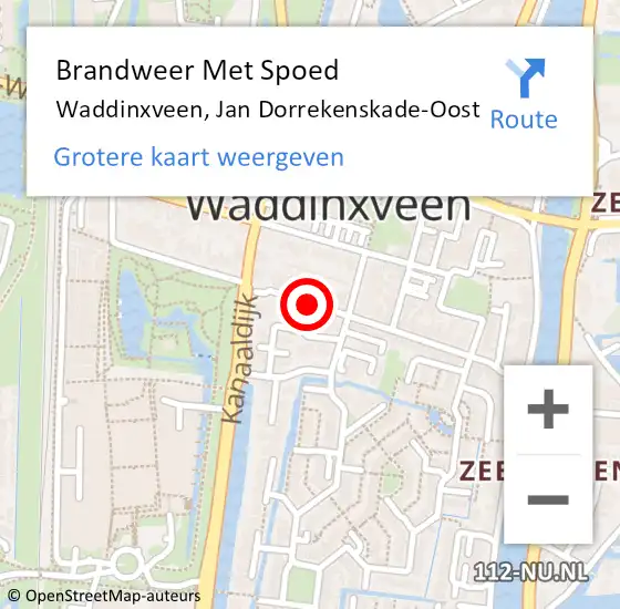 Locatie op kaart van de 112 melding: Brandweer Met Spoed Naar Waddinxveen, Jan Dorrekenskade-Oost op 3 februari 2017 18:48