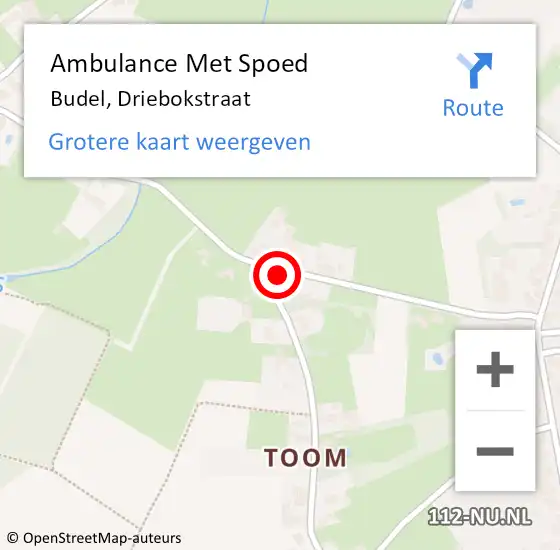 Locatie op kaart van de 112 melding: Ambulance Met Spoed Naar Budel, Driebokstraat op 3 februari 2017 19:11