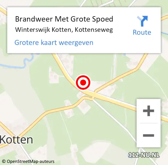 Locatie op kaart van de 112 melding: Brandweer Met Grote Spoed Naar Winterswijk Kotten, Kottenseweg op 3 februari 2017 19:13