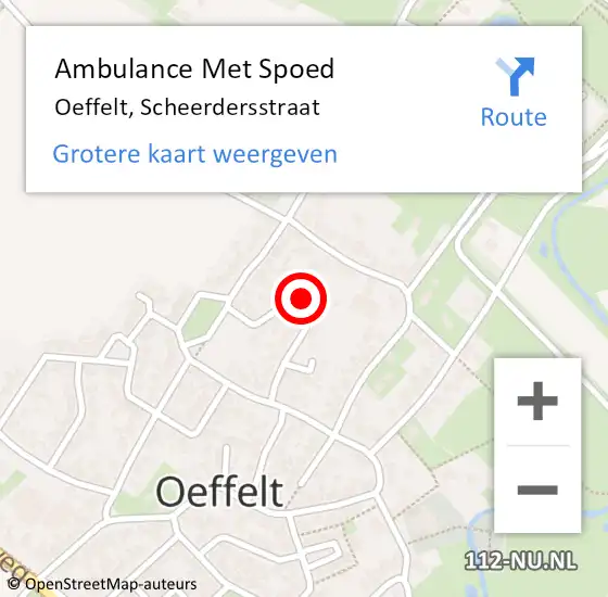 Locatie op kaart van de 112 melding: Ambulance Met Spoed Naar Oeffelt, Scheerdersstraat op 3 februari 2017 19:52