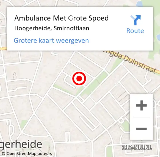 Locatie op kaart van de 112 melding: Ambulance Met Grote Spoed Naar Hoogerheide, Smirnofflaan op 3 februari 2017 21:46