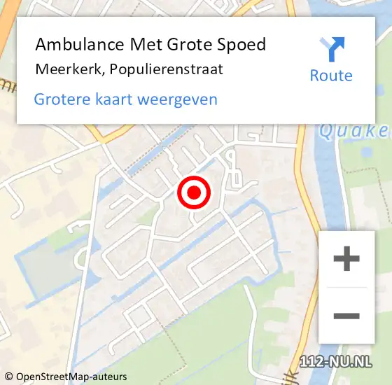 Locatie op kaart van de 112 melding: Ambulance Met Grote Spoed Naar Meerkerk, Populierenstraat op 3 februari 2017 23:05