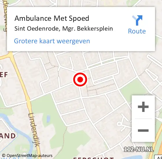 Locatie op kaart van de 112 melding: Ambulance Met Spoed Naar Sint Oedenrode, Mgr. Bekkersplein op 3 februari 2017 23:38