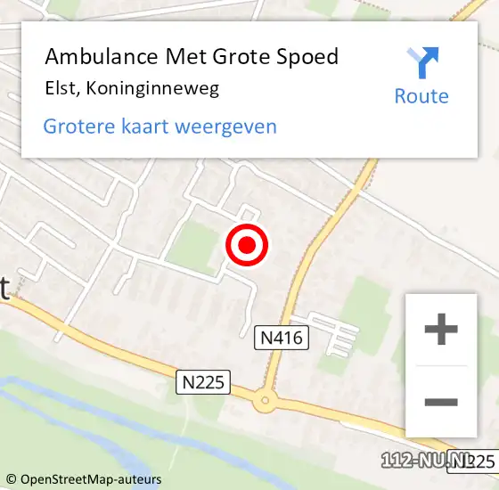 Locatie op kaart van de 112 melding: Ambulance Met Grote Spoed Naar Elst, Koninginneweg op 3 februari 2017 23:41