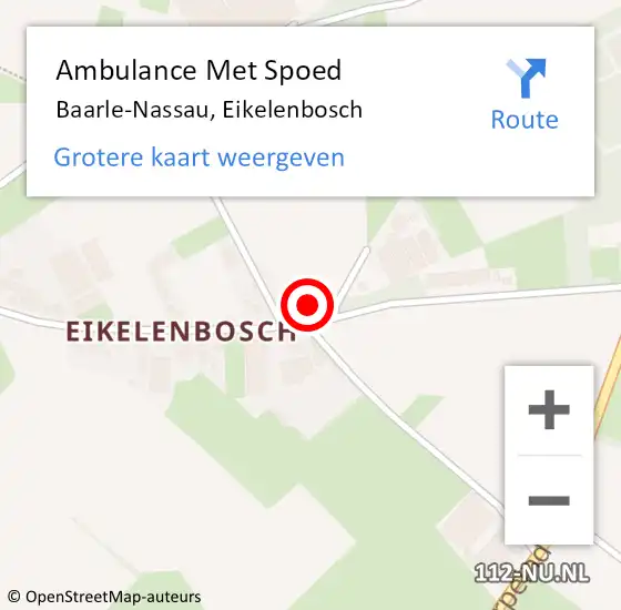 Locatie op kaart van de 112 melding: Ambulance Met Spoed Naar Baarle-Nassau, Eikelenbosch op 4 februari 2017 01:42