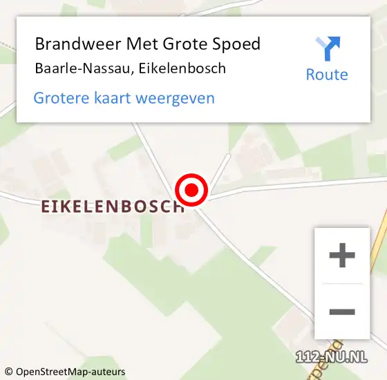 Locatie op kaart van de 112 melding: Brandweer Met Grote Spoed Naar Baarle-Nassau, Eikelenbosch op 4 februari 2017 01:46