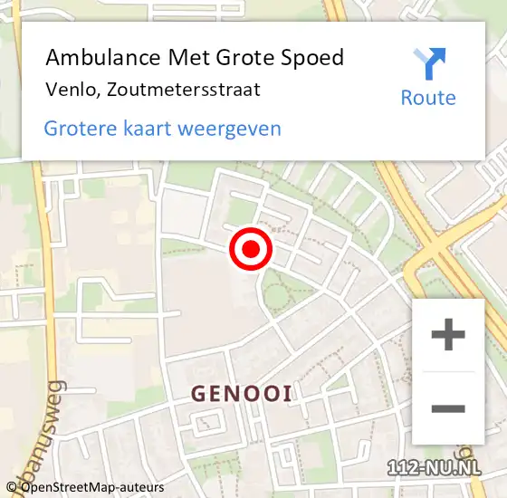 Locatie op kaart van de 112 melding: Ambulance Met Grote Spoed Naar Venlo, Zoutmetersstraat op 18 september 2013 20:33