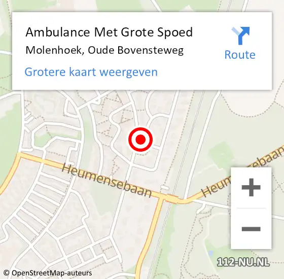 Locatie op kaart van de 112 melding: Ambulance Met Grote Spoed Naar Molenhoek, Oude Bovensteweg op 4 februari 2017 02:23