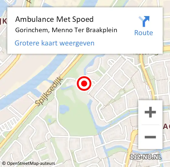 Locatie op kaart van de 112 melding: Ambulance Met Spoed Naar Gorinchem, Menno Ter Braakplein op 4 februari 2017 06:39