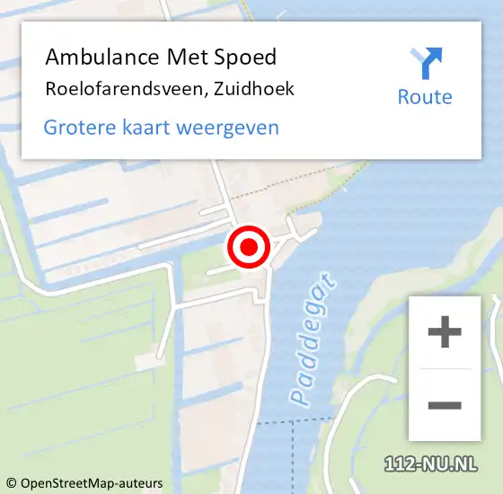 Locatie op kaart van de 112 melding: Ambulance Met Spoed Naar Roelofarendsveen, Zuidhoek op 4 februari 2017 06:41