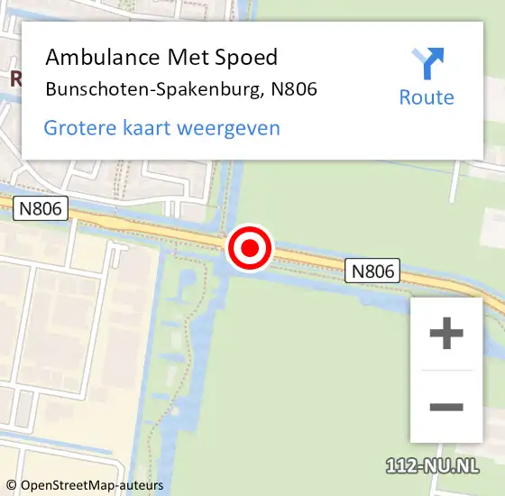 Locatie op kaart van de 112 melding: Ambulance Met Spoed Naar Bunschoten-Spakenburg, N806 op 4 februari 2017 07:20