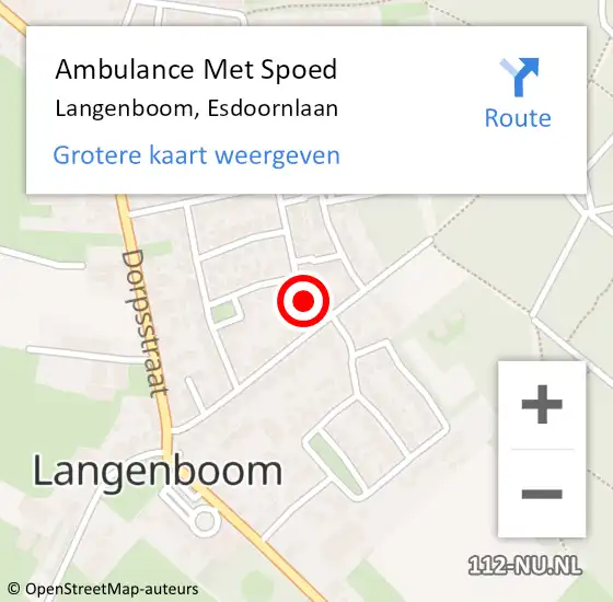 Locatie op kaart van de 112 melding: Ambulance Met Spoed Naar Langenboom, Esdoornlaan op 4 februari 2017 08:04