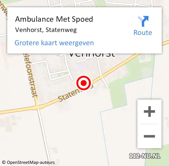 Locatie op kaart van de 112 melding: Ambulance Met Spoed Naar Venhorst, Statenweg op 4 februari 2017 08:12