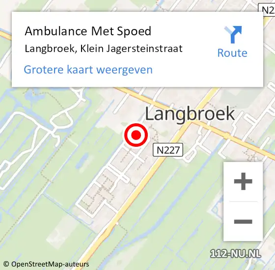 Locatie op kaart van de 112 melding: Ambulance Met Spoed Naar Langbroek, Klein Jagersteinstraat op 4 februari 2017 08:19