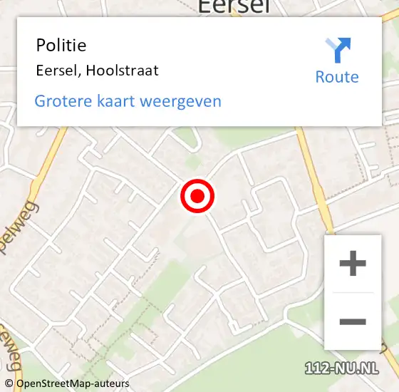 Locatie op kaart van de 112 melding: Politie Eersel, Hoolstraat op 4 februari 2017 08:42