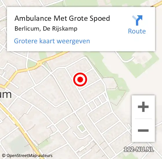 Locatie op kaart van de 112 melding: Ambulance Met Grote Spoed Naar Berlicum, De Rijskamp op 10 januari 2014 00:10