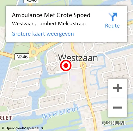 Locatie op kaart van de 112 melding: Ambulance Met Grote Spoed Naar Westzaan, Lambert Meliszstraat op 4 februari 2017 10:01