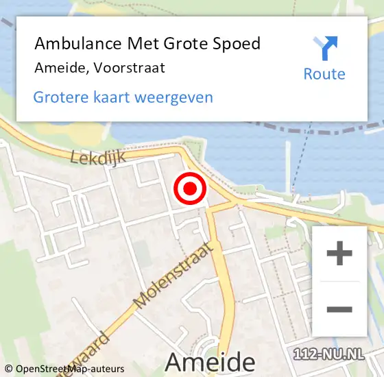 Locatie op kaart van de 112 melding: Ambulance Met Grote Spoed Naar Ameide, Voorstraat op 4 februari 2017 10:04