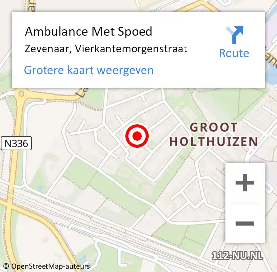 Locatie op kaart van de 112 melding: Ambulance Met Spoed Naar Zevenaar, Vierkantemorgenstraat op 4 februari 2017 10:58