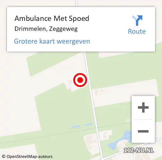 Locatie op kaart van de 112 melding: Ambulance Met Spoed Naar Drimmelen, Zeggeweg op 4 februari 2017 11:13