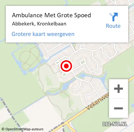 Locatie op kaart van de 112 melding: Ambulance Met Grote Spoed Naar Abbekerk, Kronkelbaan op 4 februari 2017 11:17