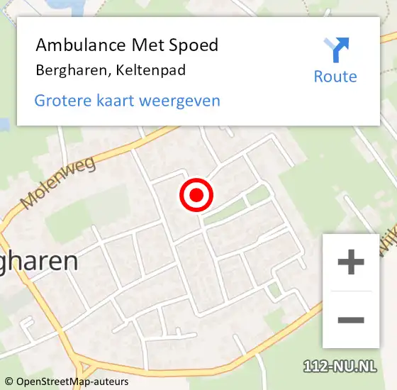 Locatie op kaart van de 112 melding: Ambulance Met Spoed Naar Bergharen, Keltenpad op 4 februari 2017 11:51